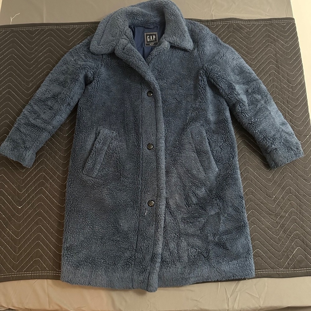Gap Teddy Long Sherpa Women's Medium Coat Blue